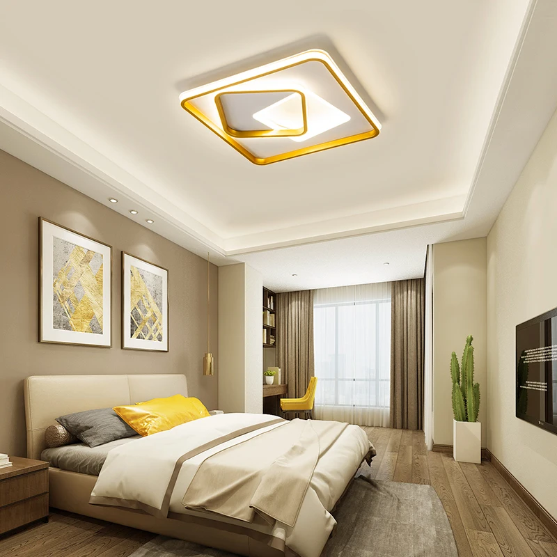 

Modern LED Ceiling Lights for bedroom Living study room Gold finished LED ceiling lamp surface mounted square ceiling lighting