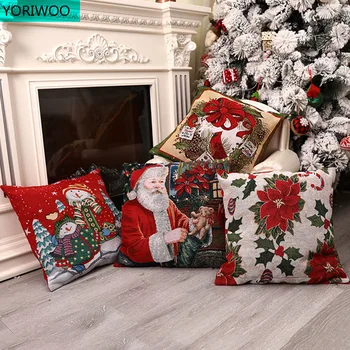 

YORIWOO Merry Christmas Pillow Case Red Santa Claus Cushions For Sofa Xmas Pillowcase Christmas Decorations For Home 2020 Gifts