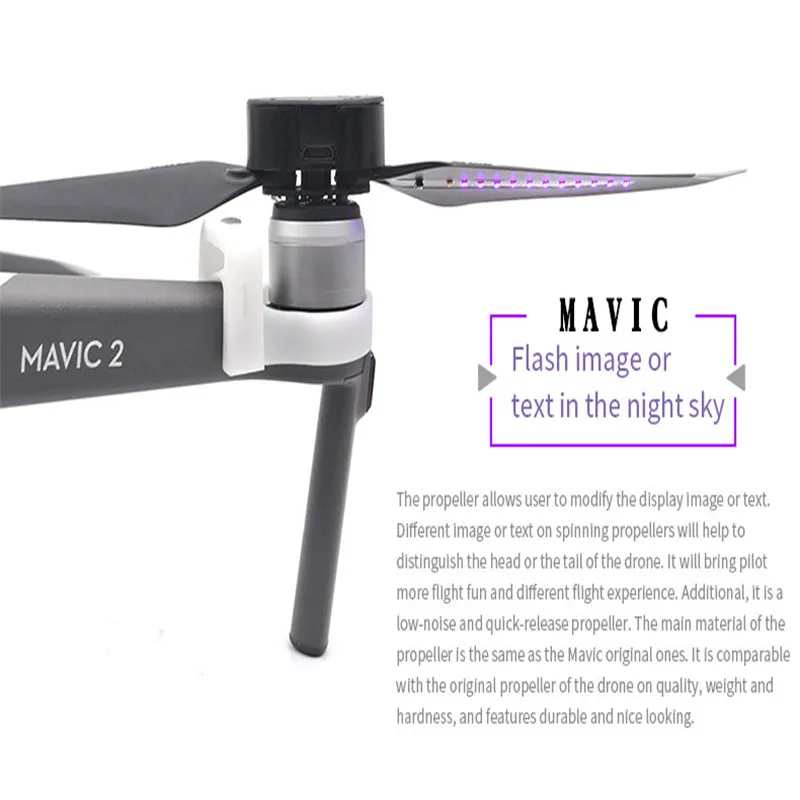 1 пара 2 шт. 8743 фиолетовый светодиодный пропеллер со вспышкой, программируемый перезаряжаемый реквизит, лезвие для DJI Mavic 2 Pro/Zoom Drone