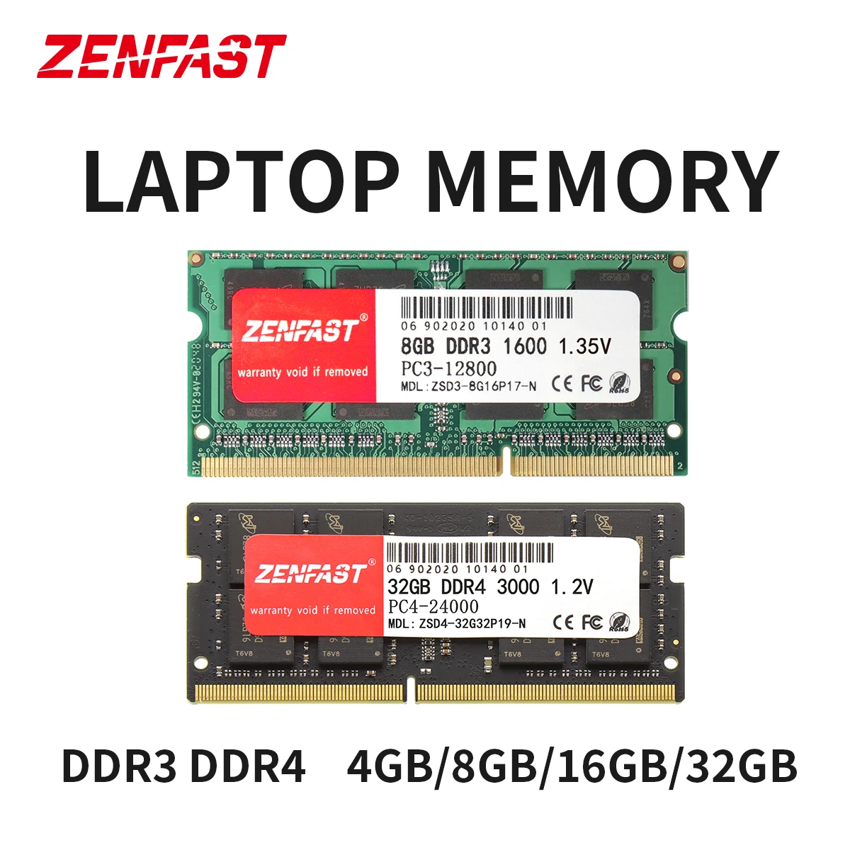 ZENFAST DDR3 DDR4 8GB 4GB 16GB Laptop Ram 1333 1600 2133 2400 2666MHz 204pin Sodimm Notebook Memory