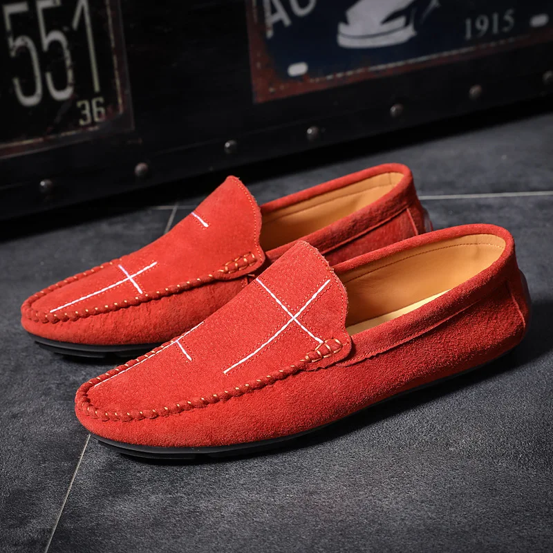 Plus Size 38-47 Leather Men's Shoes Casual Lazy Sli on Shoes for Men Soft Sole Mens Moccasins Casual Shoes ET870 (42)