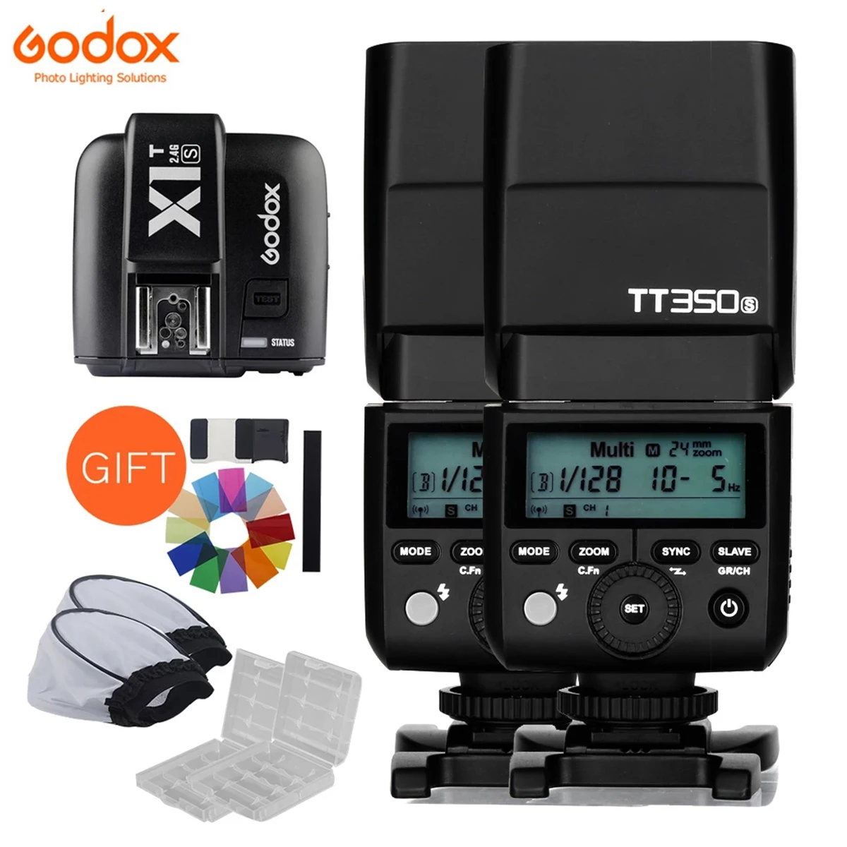 Вспышка для камеры Godox 2x Mini Speedlite TT350C TT350N TT350S TT350F TT350O TTL HSS GN36 1/8000S + передатчик X1T |