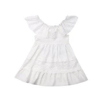 

Fashion Toddler Kids Baby Girls Princess Lace Dress Floral Pageant Wedding Party Tutu Sleeveless White Dresses For 1-6Years Baby