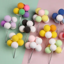 8pcs/set Colorful Clay Balloon Cake Topper Wedding Ball Cake Topper Flags Birthday Party Baby Shower Favor Dessert Decoration 6z