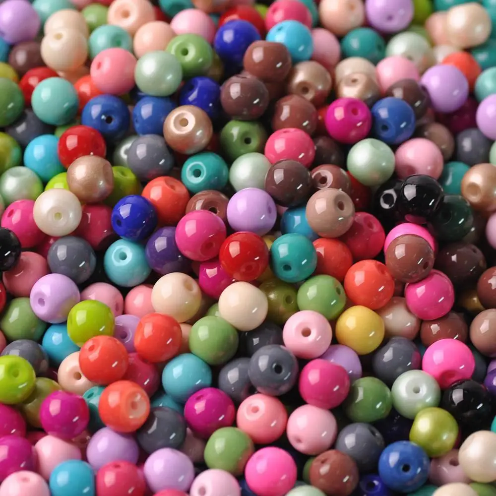 Solid Color Coated Round 4mm 6mm 8mm Opaque Glass Loose Spacer Beads Lot for Jewelry Earring Bracelet Making DIY Crafts sale solid colors 4 6mm 95pcs rondelle austria faceted crystal glass beads loose spacer round beads for jewelry making diy