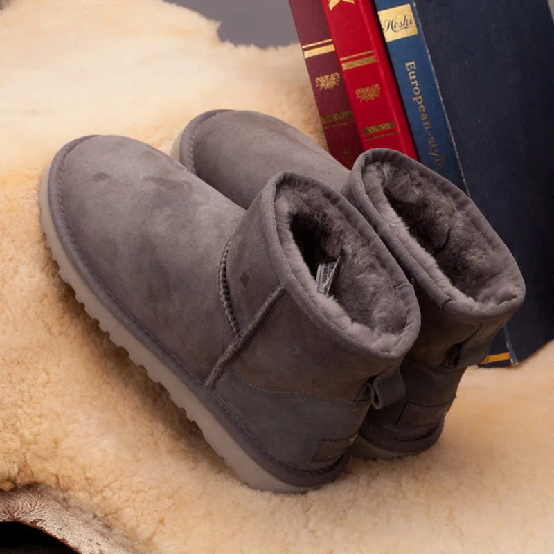 Dumoo/зимние ботинки из натуральной кожи с овечьим мехом женские ботинки в австралийском стиле зимние теплые женские ботильоны Botas Mujer 5854 г., базовые ботинки