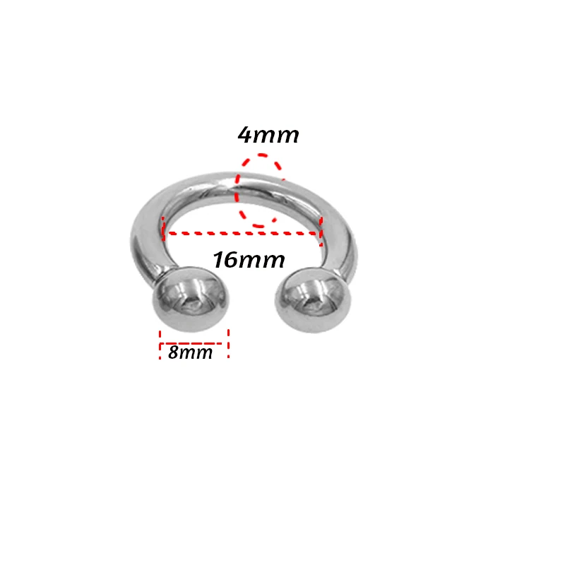 4x16x8x8mm 1 шт нержавеющая сталь Hugsize кольцо для носа подковообразные кольца BCR кольцо пирсинг серьги - Окраска металла: 4x16x8x8mm