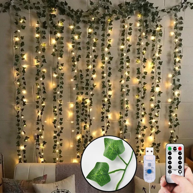 12 Pçs Decoração Do Quarto Estético Plantas Artificiais Led Hera Guirlanda  Folha Falsa Videiras Pendurado Para Casa Sala De Estar Decoração Quarto - Plantas  Artificiais - AliExpress