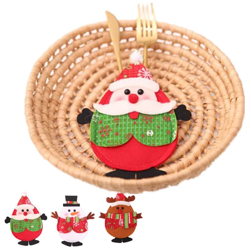 

50 pcs Christmas Cutlery Bag Tableware Bag Cutlery Pocket Fork And Knife Holder Tableware Pouch Christmas Decoration 40% off