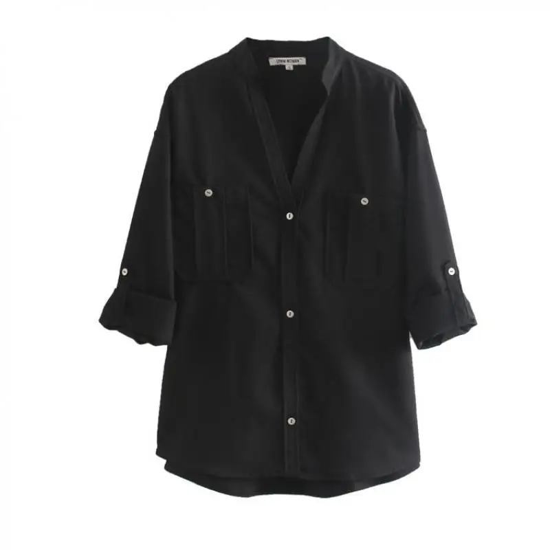 Women Blouse  Lady Black Pluse Size Top Women Black Office Blouses Clothes Causual Office Wear Blouse Top Women Clothing