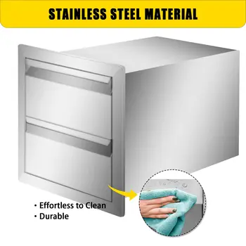 VEVOR Stainless Steel Kitchen Locker Flush Mount Multiple Access Drawer with Food-grade Handle Patio Grill Station BBQ Island 3