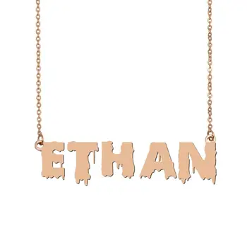 

ethan Name Necklace , Cool Bloody Art Name Necklace for Halloween and Santa's Day Jewelry Gift for Kids Boys Girls