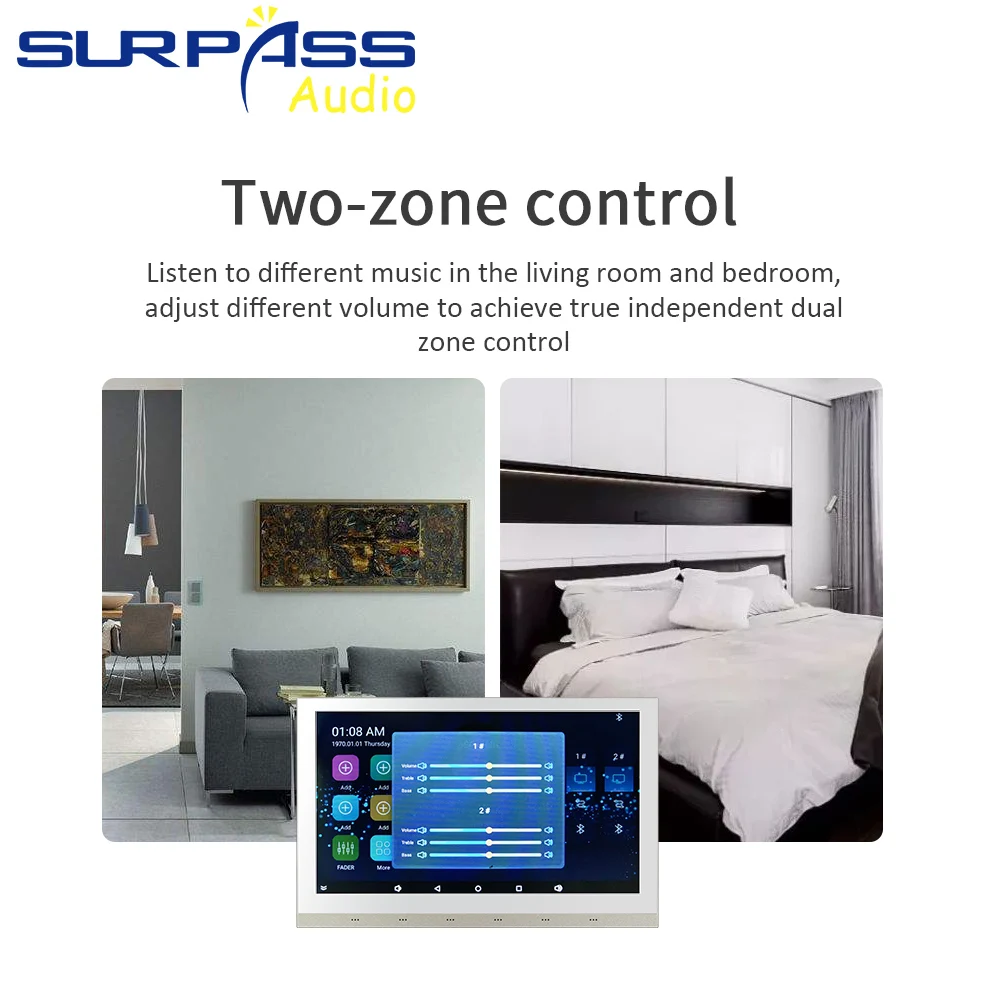 US $369.36 10 Touch Screen In Wall WiFi Bluetooth Amplifier Audio Big Power Class D Digital Stereo Android 51 Keypad Smart Home System