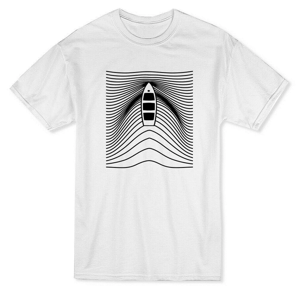 Dingy Boat Waves Pattern Graphic Design Men'S White T Shirt Fashion