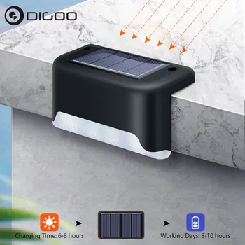 

DIGOO DG-SL612 4Pcs Outdoor Solar Step Lamp LED Solar Panel IP55 Waterproof Heatproof 3200K 100lm Garden Wall Light Stair