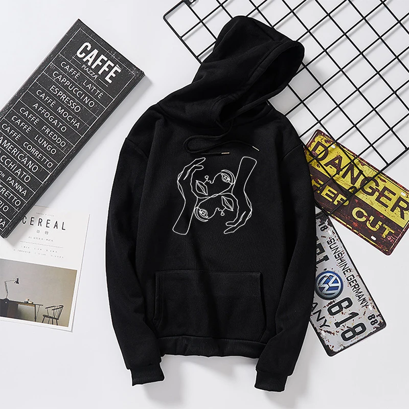 Autumn Winter Women Hoodies White Graphic Sweatshirt Best Friend Pullovers Ulzzang Harajuku Casual