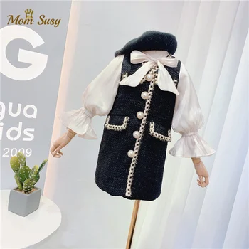 

Baby Girl Princess Blouse Dress Bow Pearl Button Infant Toddler Child Vestido Party Wedding Pageant Birthday Baby Clothes 1-10Y