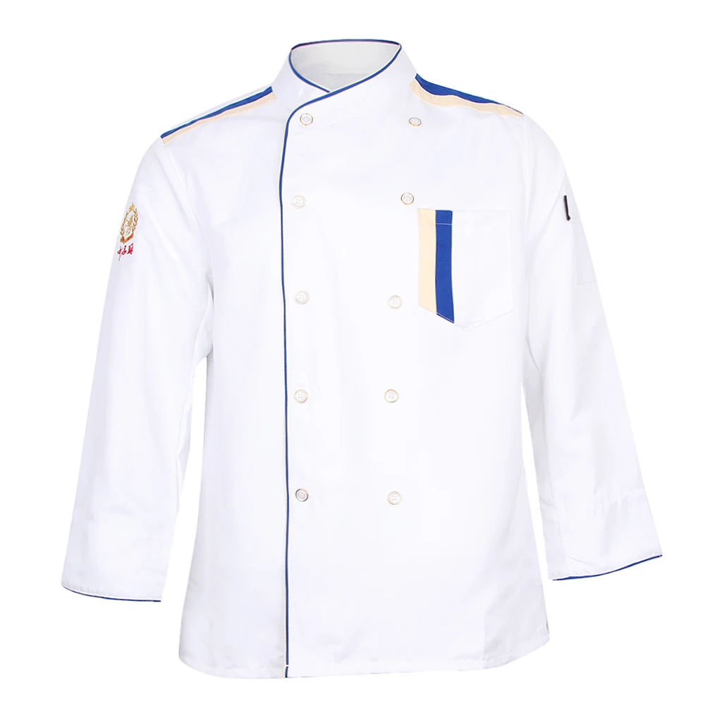 Для ресторана отеля, унисекс, куртка шеф-повара, Униформа, рубашка с длинным рукавом для мужчин и женщин, 3 цвета, 5 размеров на выбор - Цвет: White XL