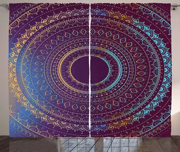 

Mandala Window Curtains Ethnic Symbol of Cosmos Floral Ombre Details Living Room Bedroom Decor Curtain Window 108 X 84 inches