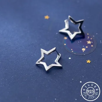 

Authentic 925 Sterling Silver Star Shape Hoops Piercing Earrings for Women Trendy Minimalist Ear Rings Earings Jewelry