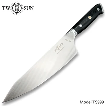 

TWOSUN Knives 14C28N Blade kitchen knife chef knife fruit knife Sharp Cleaver Slicing Steak210mm 8"inch black g10 handle TS999