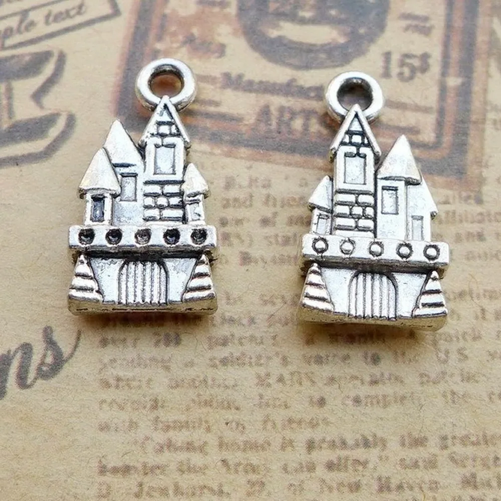 100pcs Castle Charms 21mm x 11mm DIY Jewelry Making Pendant antique silver color | Украшения и аксессуары