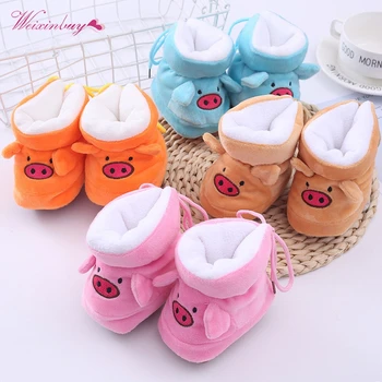 

Winter Baby Boys Girls Embroidery Cartoon Pig Anti-Slip Casual Sneakers Toddler Soft Soled Walkers Shoes