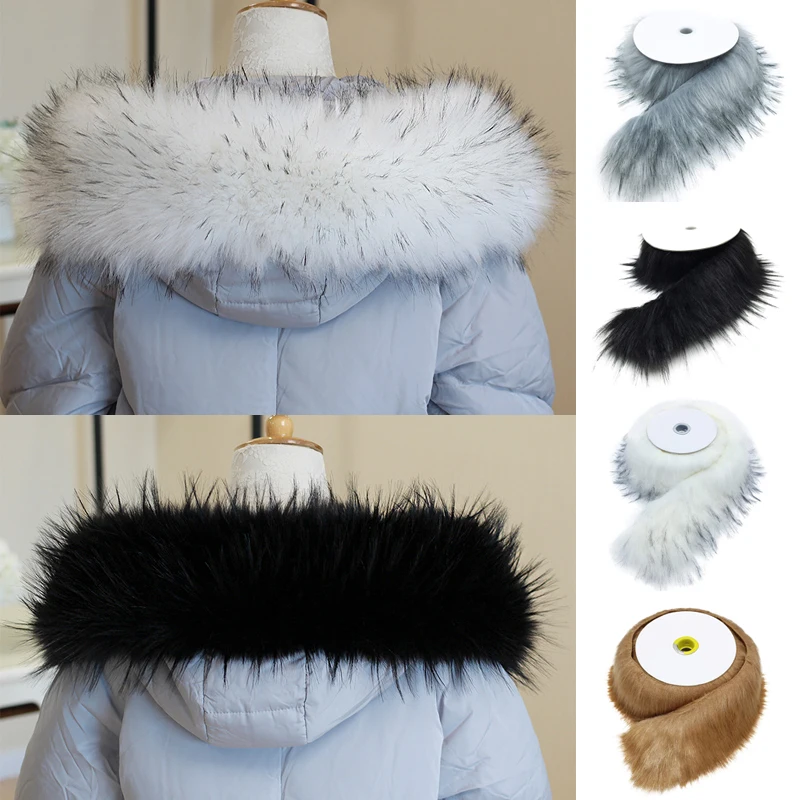 

1M Raccoon Faux Fur Sewing Trim Hood Fabric Shawl Multicolor Warm DIY Scarf Coats Synthetic Hair Collar Hat Decoration