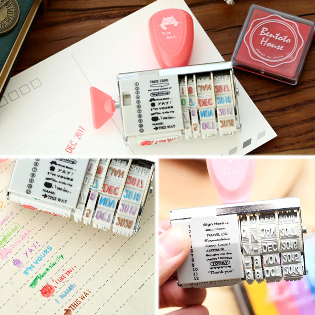 Корейский стиль винтажные марки контактный Ролик Штамп со словами и датой трость стиль DIY штамп инструмент
