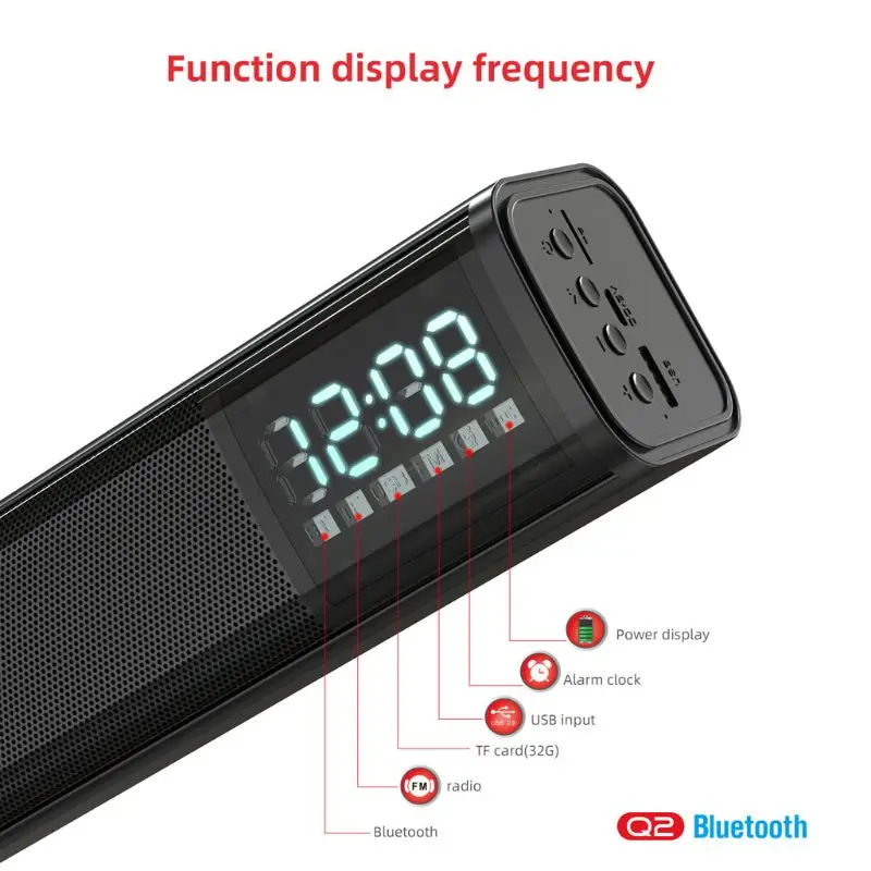Беспроводной Bluetooth 5,0 стерео динамик громкий динамик FM часы TF MP3 Handfree