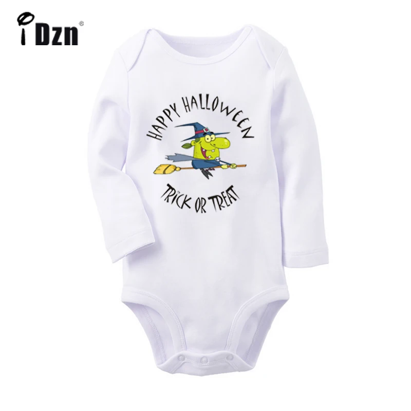 

Cartoon Flying Witch halloween Trick Or Treat Black Cat Newborn Baby Bodysuit Toddler Long Sleeve Onesies Jumpsuit Clothes