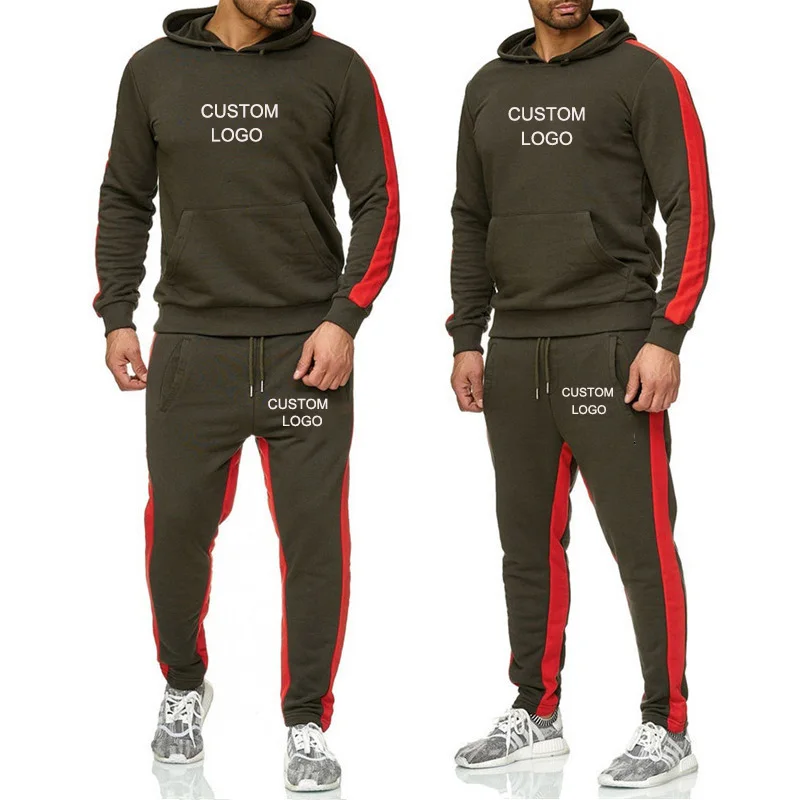 

Men Sets Hoodies Sportswear Tops+ Pants 2 Piece Set Tracksuits Jacket Casual Solid Sweatsuit Custom Logo Male Clothes S-6XL