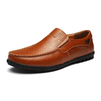 

2020 Fashion Shoes Men Loafers Genuine Leather Mens Casual Shoes Comfortable Lazy Men Footwear Flats Slip on Zapatos Hombre