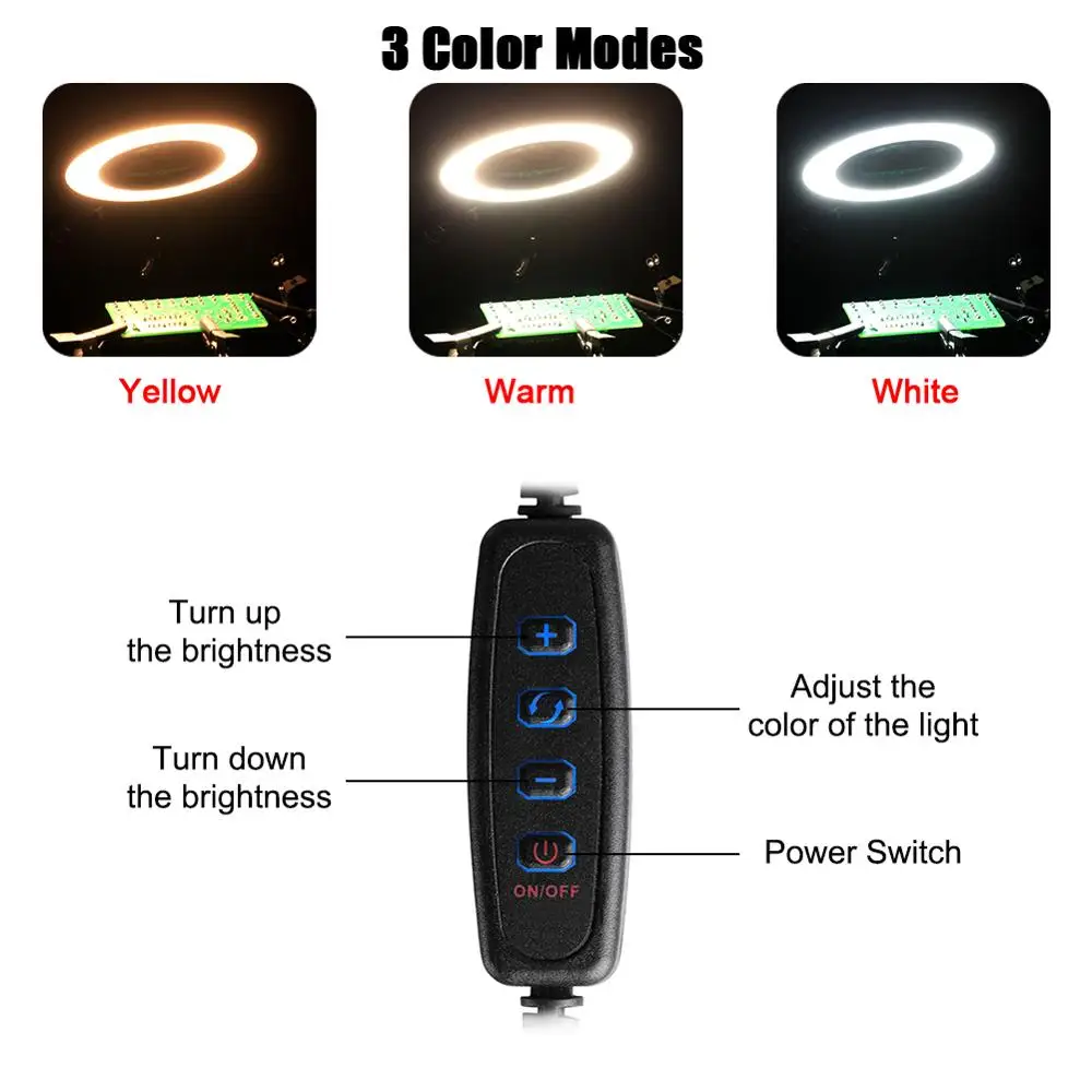 Billig NEWACALOX Third Hand Löten PCB Halter Werkzeug Sechs Arme Helping Hands Handwerk Reparatur Hilft Schweißen Station USB LED Lupe