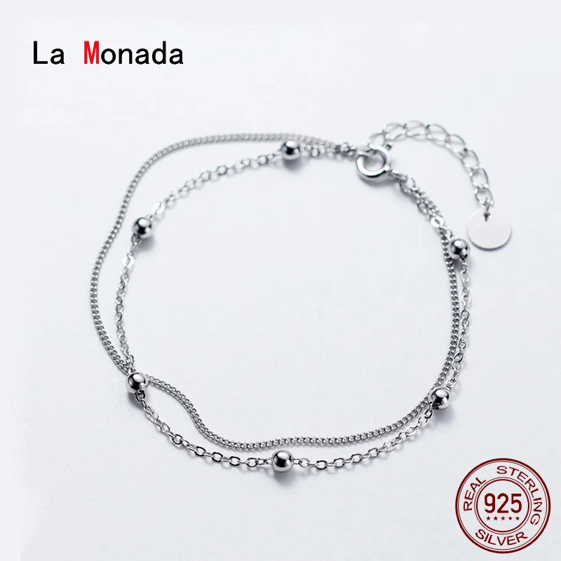 Женский двухслойный браслет La Monada изящный из серебра 925 пробы 925|Гибкие и жесткие