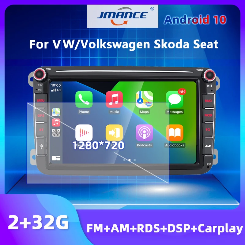 JMANCE 2 din Android 10 For Passat b6 VW/Volkswagen/Golf/Skoda/Seat Car Radios GPS Carplay FM/AM RDS DSP Multimedia Player