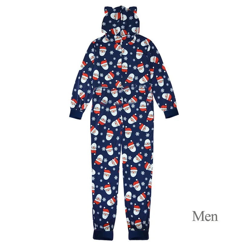 Семейные рождественские пижамы; одежда для сна с рисунком Санты; Семейные комплекты с капюшоном; комбинезоны; пижамы для женщин, мужчин и детей; От 2 до 12 лет пижамный комплект; E0383