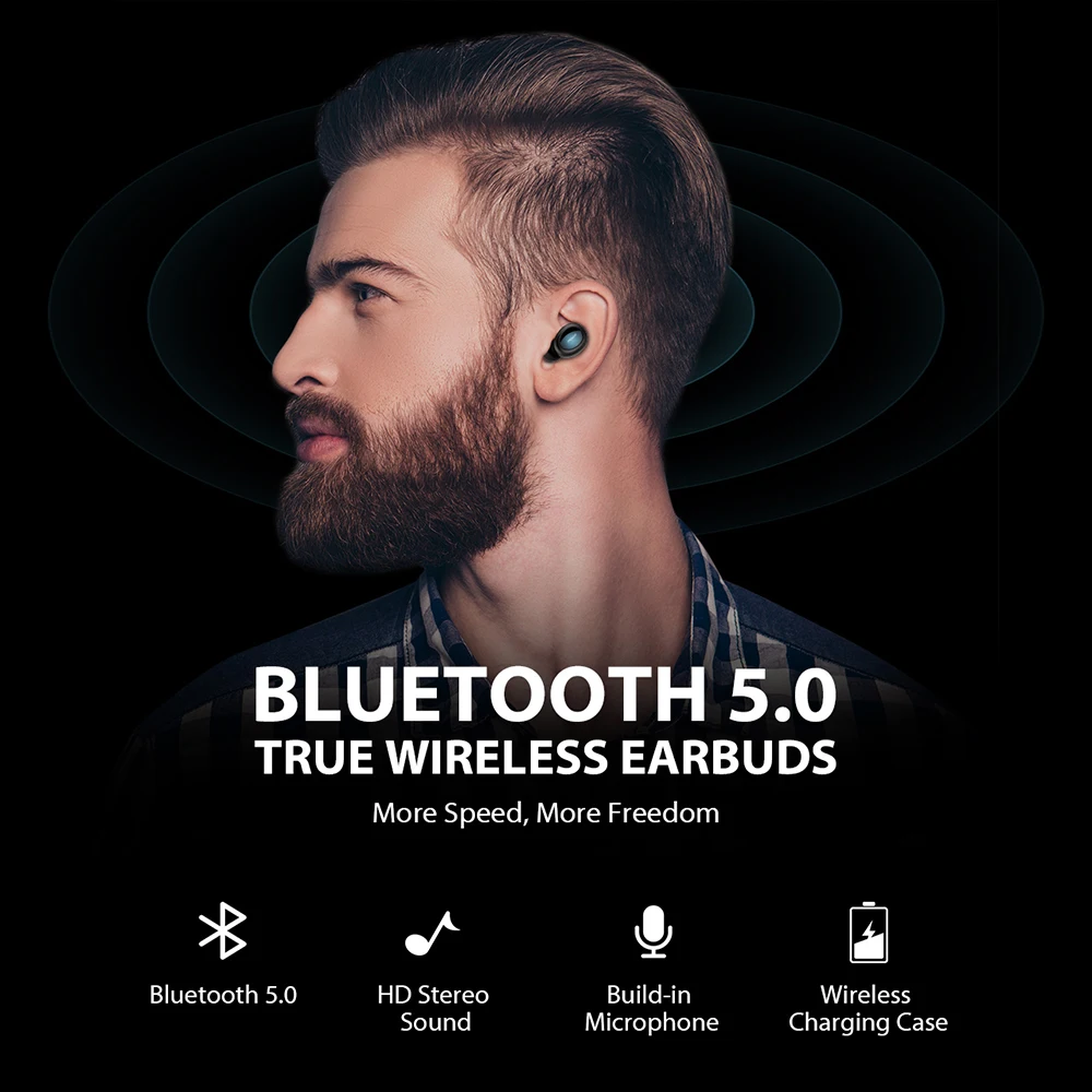 Mpow T2 беспроводные наушники Bluetooth 5,0 TWS наушники вкладыши стерео наушники с микрофоном зарядный чехол для Iphone 11 huawei P30 Lite