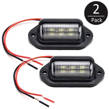 

2 pcs 12-24V License Plate Light Universal Black Clear High Bright 6 LED Sturdy ABS shell for Car Truck Trailer off-road