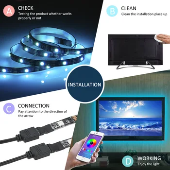 

One for four DC 5V TV background light Bluetooth USB APP mobile phone control cross-border hot-selling LED light strip For TV