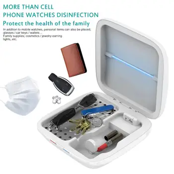 

4 In1 10W Cordless Fast Charger For Mobile Phones Keys Jewellery Portable Smart Phone Disinfection UVC Lights Cell Phone Box