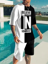

Summer Fashion Men's Two-piece Short-sleeved T-shirt Suit 3d Printing Pattern Handsome Men's Sportswear Street Jogging Shorts