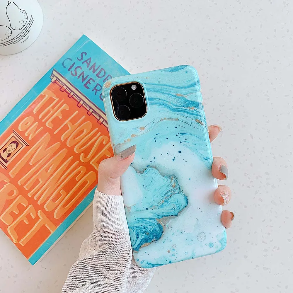 T5 Чехол для телефона для iPhone 11 Pro Max XR XS Max 6 6S 7 8 Plus X Глянцевая трещины мрамор мягкий IMD полный корпус противоударный чехол - Color: T5