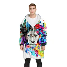 KANCOOLD пальто с 3D принтом Толстая куртка мужская зимняя Длинная с капюшоном Роговая пряжка плюс бархатное пальто Топ Блузка Nov4