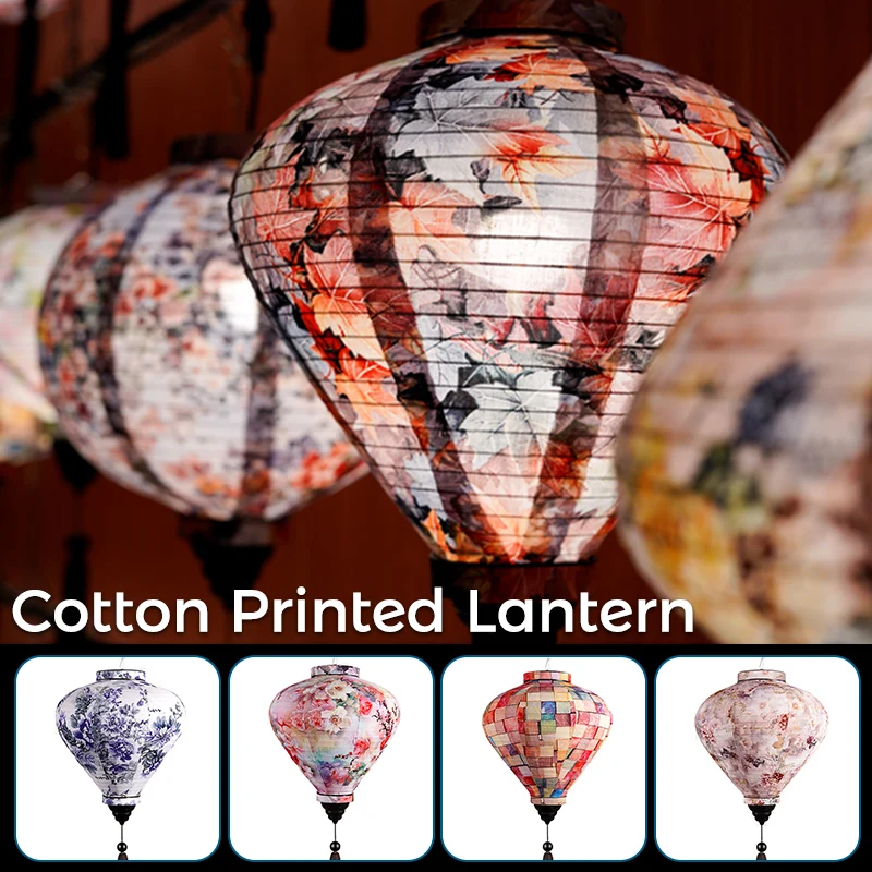 

12/14inch Chinese Traditional Palace Lantern Waterproof Cloth Lantern Japan Vietnam Mid-autumn Lantern Spring Festival Decor