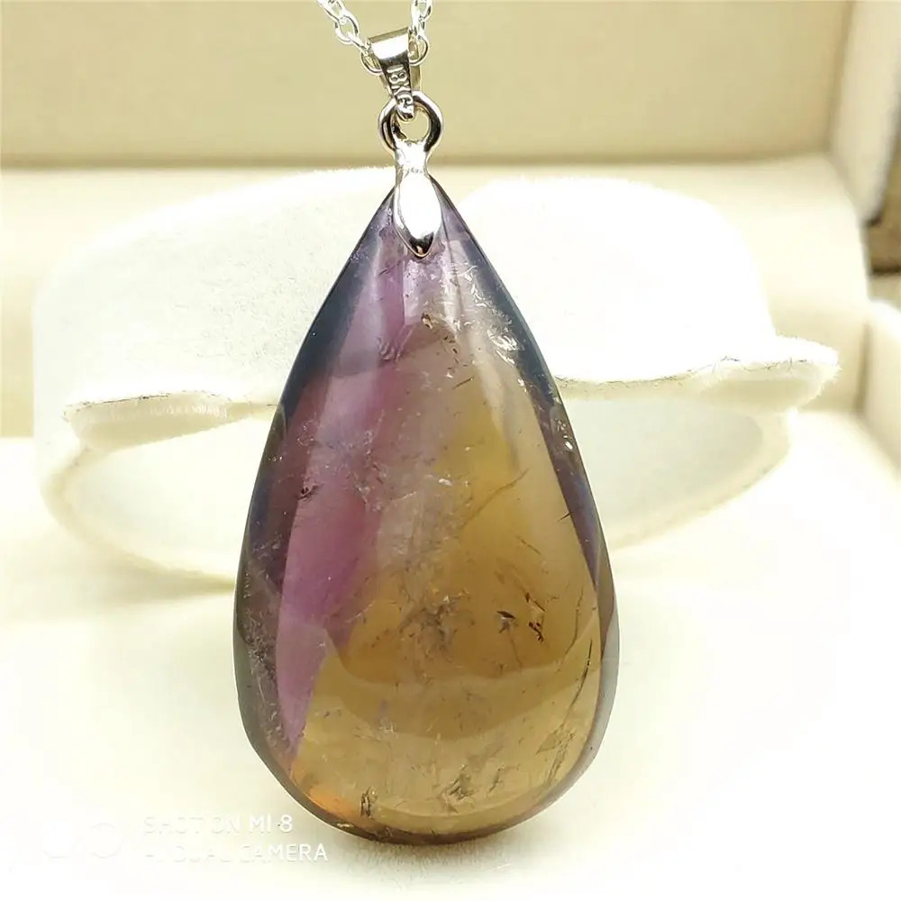 

High Quality Natural Ametrine Quartz Purple Yellow Gemstone Women Pendant 44x25x15mm Oval Rare Stone Love Gift Necklace AAAAA
