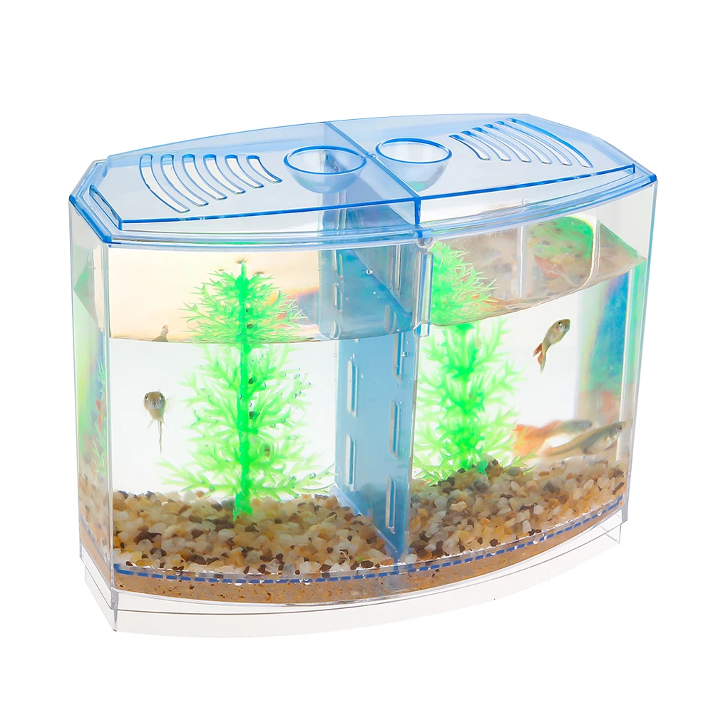 Senzeal прозрачный акриловый боевой аквариум с тремя кубиками для аквариума светодиодное освещение с регулируемой яркостью Betta отдельные нерестовые Мини-коробки