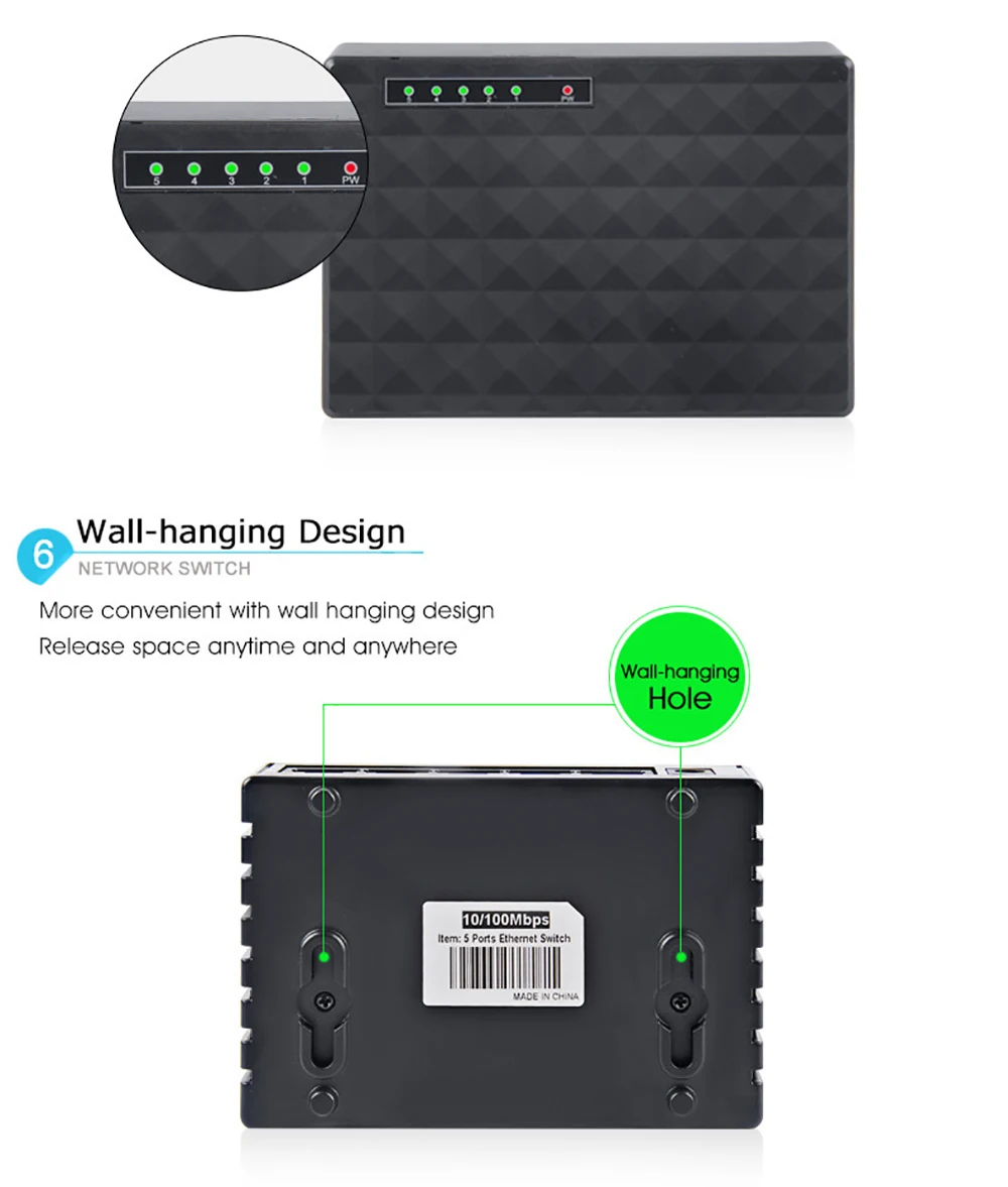 5 Порты и разъёмы мини Ethernet сетевой коммутатор gigabit Desktop 10/100 Мбит/с RJ45 сетевой адаптер с ЕС/штепсельная вилка американского стандарта дуплексный режим обмена Прямая