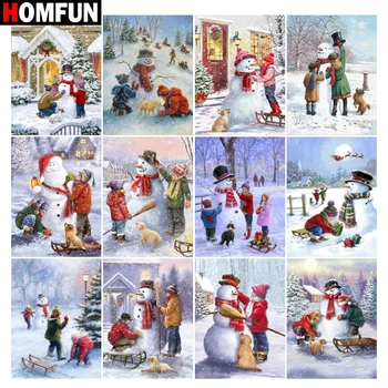 

HOMFUN Diamond Painting "Christmas scenery for kids" DIY 5D Diamond Embroidery Sale Full Set Rhinestone Cross Stitch Home Decor