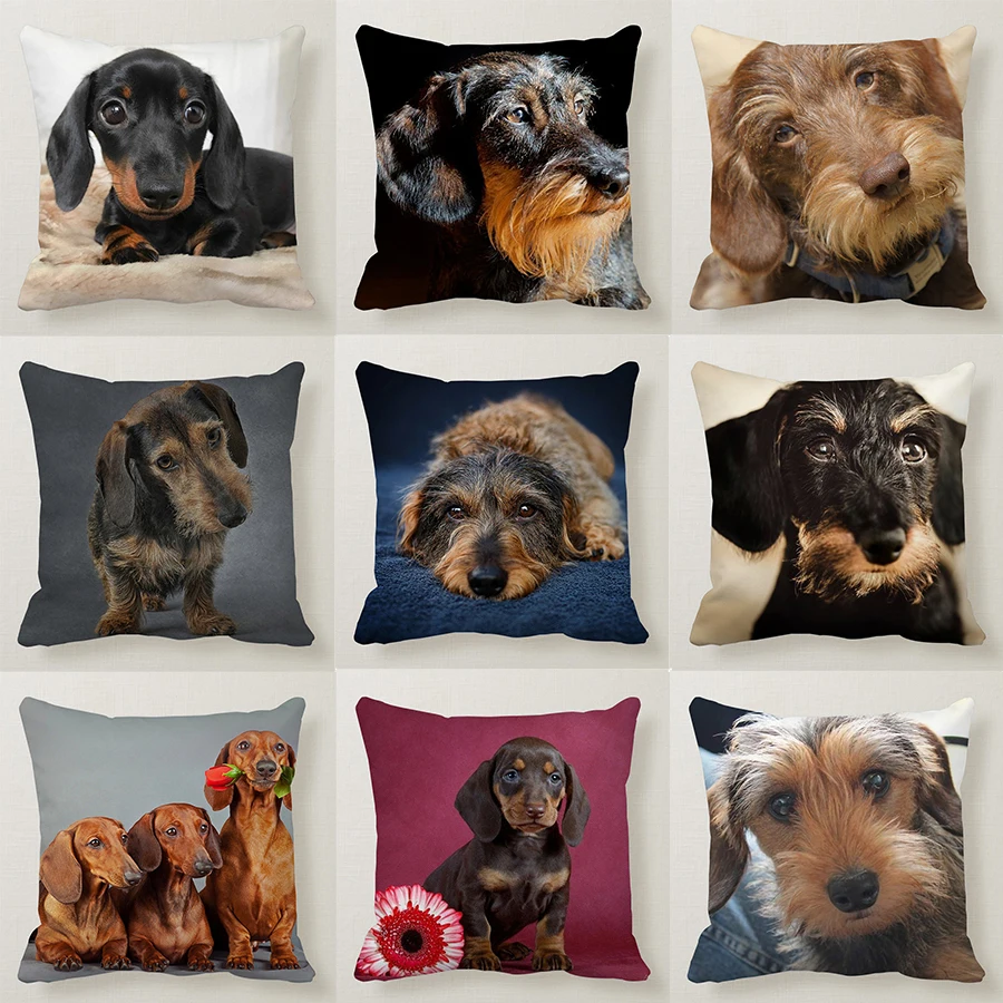 1 шт. 45*45 см милая собака подушка чехол Wirehaired подушки с таксой диван кровать